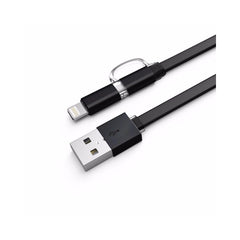 Cablu date 2 in 1 MicroUSB si Lightning 1 m Negru Cod Produs 08079