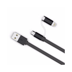 Cablu date 2 in 1 MicroUSB si Lightning 1 m Negru Cod Produs 08079