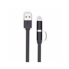 Cablu date 2 in 1 MicroUSB si Lightning 1 m Negru Cod Produs 08079