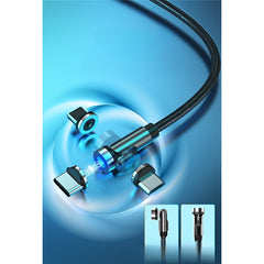Cablu de incarcare magnetic 3 in 1 360 grade + 180 grade, 1 m, micro, type C, iPhone, 5 V, 2.1 A, Negru