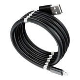 Cablu de incarcare rapida, Kaveny, USB, compatibil Iphone, cu absorbtie magnetica, 1 m, negru