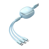 Cablu Retractabil Universal pentru Telefon, Kadeny, Universal 3in1 pentru Orice Tip de Telefon, Micro-USB, Lightning, TYPE-C, 1.2M, Albastru deschis