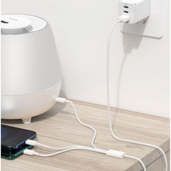 Cablu USB 3in1 Kadeny SX - 21, USB la micro USB/USB-C/compatibil iphone, 3A, 1.2m (alb)