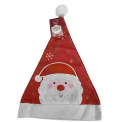 Caciula de Mos Craciun, Kadeny, Model 1 Mos Craciun cu Fulgi de Zapada, Marime Universala, Material Textil, 28 x 39 cm, Alb/Rosu