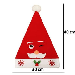 Caciula de Mos Craciun, Kadeny, Model 3 Mos Craciun cu Mustata, Marime Universala, Material Textil, 30 x 40 cm, Alb/Rosu