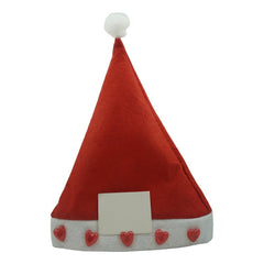 Caciulita de Mos Craciun,Kadeny, cu inimi ,led si muzica, rosie, marime universala, poliester