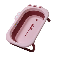 Cada Pliabila pentru Baie, Kadeny, din PP+TPR, pentru Copii 0-6 Ani, Model Crocodil, Dop de Scurgere, 80x54x21 cm, Roz