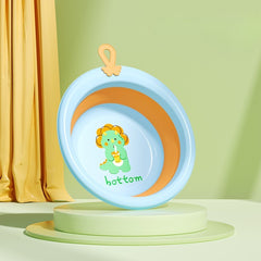 Cada Pliabila pentru Baie pentru Copii, Kadeny, Cadita pentru Bebelusi, Model Rotund cu Dinozaur, Blue, 30x30x3.7 cm, 4L