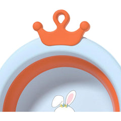 Cada Pliabila pentru Baie pentru Copii, Kadeny, Cadita pentru Bebelusi, Model Rotund cu Iepuras, Blue, 30x31x3.5 cm, 3.3 L