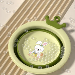 Cada Pliabila pentru Baie pentru Copii, Kadeny, Cadita pentru Bebelusi, Model Rotund cu Iepuras, Verde, 30x31x3.5 cm, 3.3 L