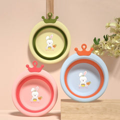 Cada Pliabila pentru Baie pentru Copii, Kadeny, Cadita pentru Bebelusi, Model Rotund cu Iepuras, Verde, 30x31x3.5 cm, 3.3 L