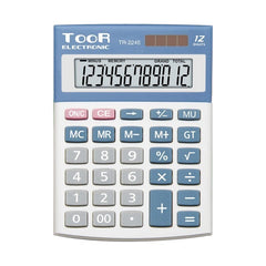 Calculator de birou Toor TR-2245 120-1424, 12 digiti, alimentare baterie + solar, ecran inclinat, argintiu
