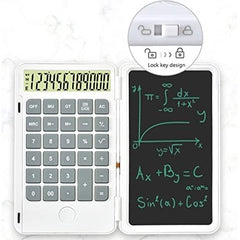Calculator de Mana Reincarcabil cu Tabla de Scris, Kaveny, Calculator Portabil, Ecran LCD, Afisaj cu 12 Cifre, Ecran de 15 cm, Culoare Alb