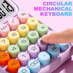 Calculator Electronic pentru Copii, Kadeny, Calculator Dragut pentru Scoala Primara, Ecran mare 12 digits si Tastatura Mecania, 16 x 11 x 2 cm, Roz