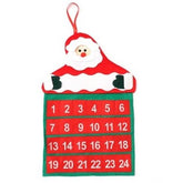 Calendar de Craciun Kadeny, Mos Craciun, tip decoratiune, material poliester, cu buzunarele, pentru brad sau prete, 20 x 30 cm, multicolor