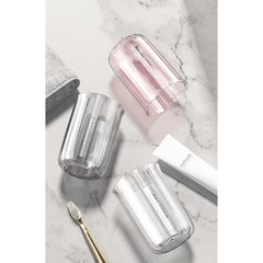 Cana de Apa pentru Clatit, Kadeny, pentru Periuta de Dinti, 200 ml, 10.4 x 7.3 cm, Roz Transparent