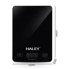 Cantar Electronic HALEY, 5000G, din Sticla, pentru Bucatarie, Digitala de Inalta Precizie, Negru