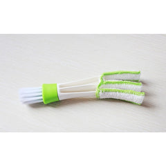 Perie Multifunctionala de Curatare, Kadeny, pentru Ventilatie Auto, Doua Capete, Moale, Microfibra, Alb-Verde, 16.25cm