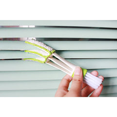 Perie Multifunctionala de Curatare, Kadeny, pentru Ventilatie Auto, Doua Capete, Moale, Microfibra, Alb-Verde, 16.25cm