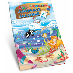 Carte de colorat A4, Lipim si Coloram - Animale marine, Unicart