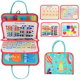 Carte Senzoriala Educativa Montessori, Kaveny, cu Activitati, Dezvoltare Abilitati Motorii, 4 Pagini, Model Spatiu Cosmic, 28x22x7 cm, Albastru