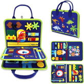 Carte Senzoriala Educativa Montessori, Kaveny, Dezvoltare Abilitati Motorii, 3 Pagini, Model Alfabet, 28x25x4 cm, Albastru