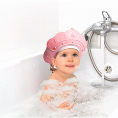 Casca de Dus, Kadeny, Previne Scurgerea Apei si Samponului pe Fata, 0-12 Ani, Ajustabila, din TPE+PP, 20 x 23 cm, Model Coroana, Roz