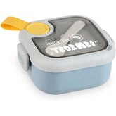 Caserola pentru copii Kaveny, lunch box, 750 ml, doua boluri, lingura, foarfeca din plastic, rezistenta la scurgeri, Albastra