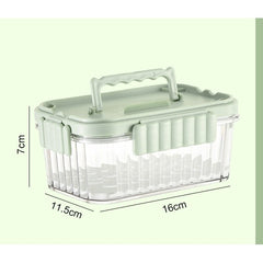 Caserola portabila pentru mancare fresh Kaveny, 550 ml, furculita pentru fructe, 7 x 11.5 x 16 cm, capac detasabil pentru congelator, etans, spatiu pentru tacamuri, maner, material plastic, rezistent la temperaturi ridicate, transparent