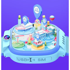 Ceas Smartwatch Kaveny, Pentru Copii, Model Y36, cu Functie Telefon, 4G, Localizare LBS, Istoric Traseu, Monitorizare Spion, Apel Video, Rezistent la Apa, Albastru