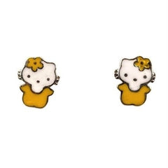 Cercei pentru Copii din Argint 925, model Pisicuta Galben