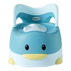 Olita pentru Copii, Kadeny, +6 luni, Detasabila, cu Capac, Antiderapanta, din Plastic, Colac Moale, Model Ratusca, 38x32x30 cm, Albastru