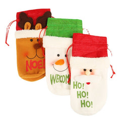 Saculet de Craciun pentru Sticla de Bautura, Kadeny, Model Ren Accesorizat, Tematica Petrecere de Craciun, Marime Universala, 13x28 cm, Maro