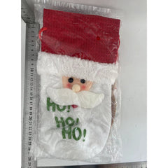 Saculet de Craciun pentru Sticla de Bautura, Kadeny, Model Mos Craciun Accesorizat, Tematica Petrecere de Craciun, Marime Universala, 13x28 cm, Rosu