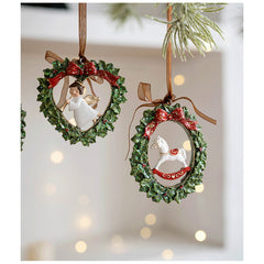 Decoratiune de Craciun, Kadeny, pentru Brad, Model Ghirlanda cu Inger, 7.5 x 7.5 cm, din Rasina, Multicolor