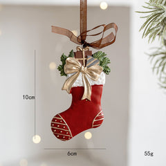 Decoratiune de Craciun, Kadeny, pentru Brad, Model Soseta, 10 x 6 cm, din Rasina, Multicolor