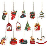 Set 14 Decoratiuni de Craciun, Kadeny, pentru Brad, 5 - 9.5 cm, din Lemn, Multicolor