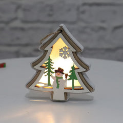 Ornament de Brad, Kaveny, cu Lumini LED, din Lemn, Model Brad, Multicolor