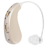 Aparat auditiv retroauricular BTE Reincarcabil, Kaveny, Set 2 bucati Stinga Dreapta, Standard European, Aparat auditiv Cu incarcator, Aparat pentru Auz, 12 x 8.5 x 4 cm, 89 g, Auriu