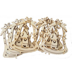 Accesorii creatie - lemn decupat - clopotel cu Mos Craciun, set 6 buc, Colorarte, FS-MF