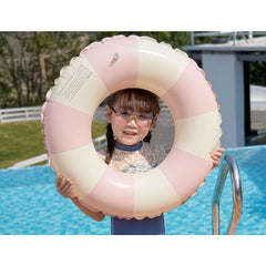 Colac de inot gonflabil pentru copii, In dungi Roz- Galben, Kaveny, diametru 66 cm