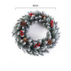 Coronita pentru Craciun Kadeny, 50 cm, din brad artificial, decorata cu conuri si merisoare, Alb