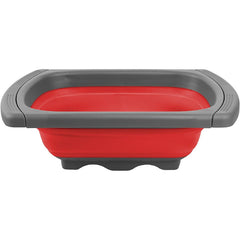 Cos de Scurgere Retractabil pentru Chiuveta, Kadeny, cu Filtru, pentru Fructe si Legume, de Uz Casnic, 39x12 cm, Design Extensibil pana la 61 cm, cu Manere de Prindere, Rosu