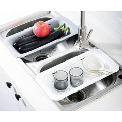 Cos de Scurgere pentru Chiuveta de Bucatarie, Kadeny, Plastic, Telescopic, 36x20x5 cm, Alb