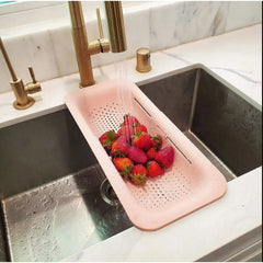 Cos pentru Scurgere Chiuveta de Bucatarie, Kadeny, Plastic, Telescopic, 36x20x5 cm, Roz