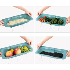 Cos pentru Scurgere Chiuveta de Bucatarie, Kadeny, Plastic, Telescopic, 36x20x5 cm, Verde