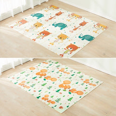 Covoras de Joaca pentru Copii Termic cu 2 Fete, Kaveny, Model Veverite si Elefanti, cu Spuma, Impermeabil, Antiderapant, 200cm x 180cm x 1cm