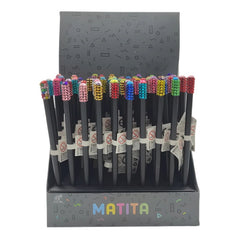 Creioane grafit Zebra JEB0052, HB, diverse culori, corp negru, cu pandantiv acryl