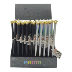 Creioane grafit Zebra JEB0057, HB, cu figurina coroana regina, corp negru/curcubeu, acryl