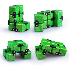 Cub antistres, Fidget Toy, Infinity Magic Cube, Verde, 4x4x4 cm